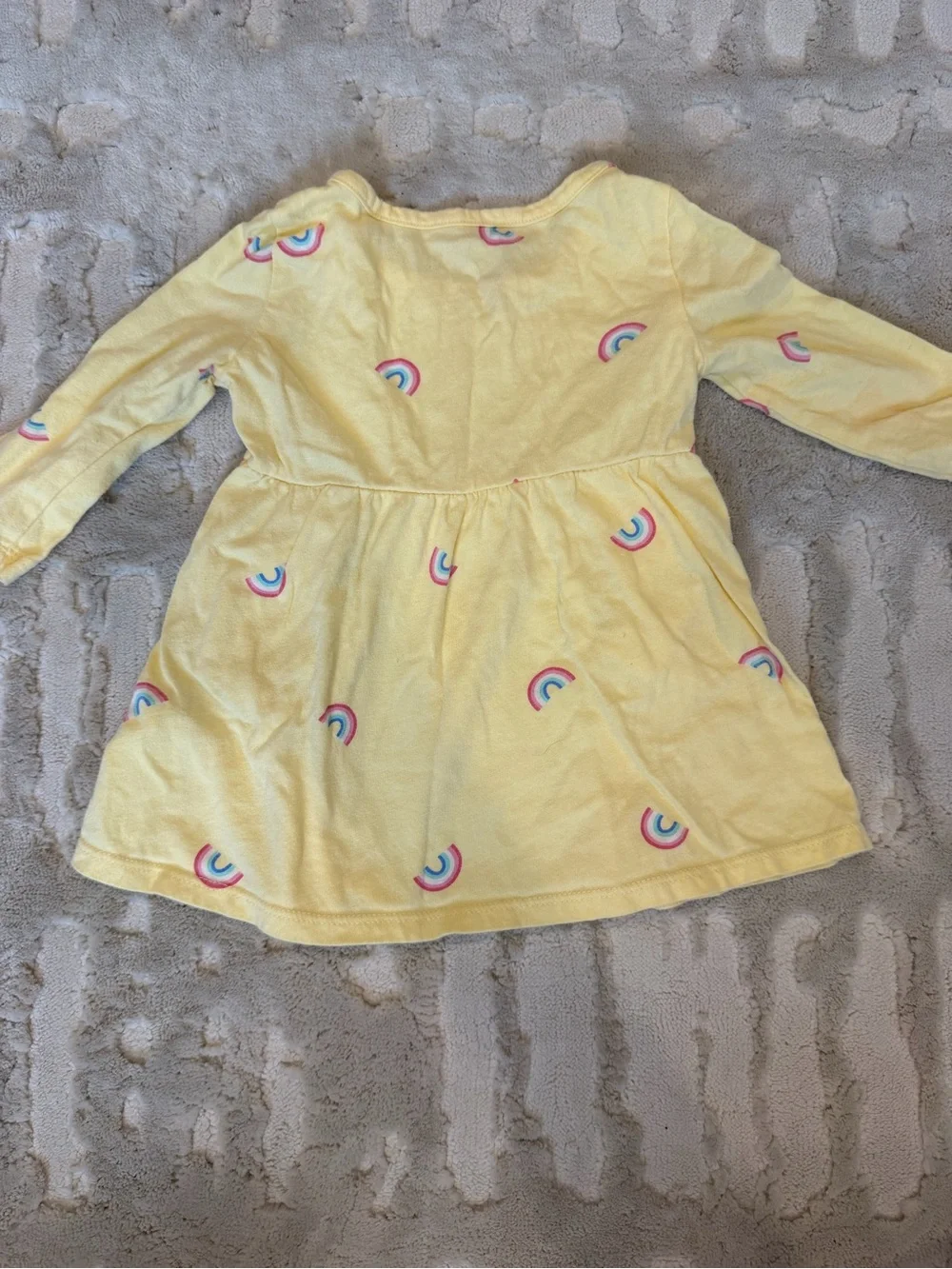 GAP Yellow Long-Sleeve Dress with Rainbow Print